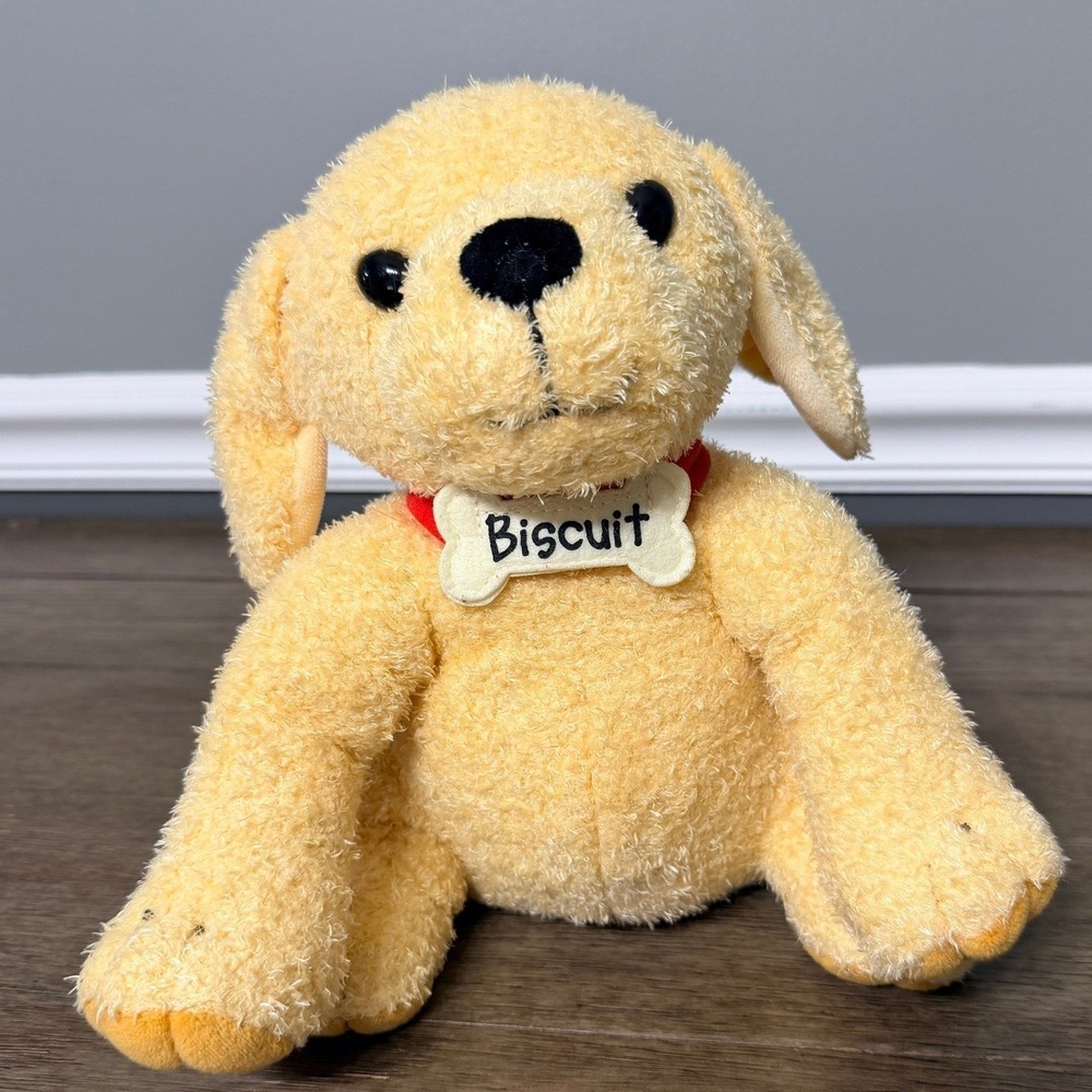 Biscuit the Dog Plush Stuffed Animal Red Collar Bone Tag 2016 Kids Toy 9"
